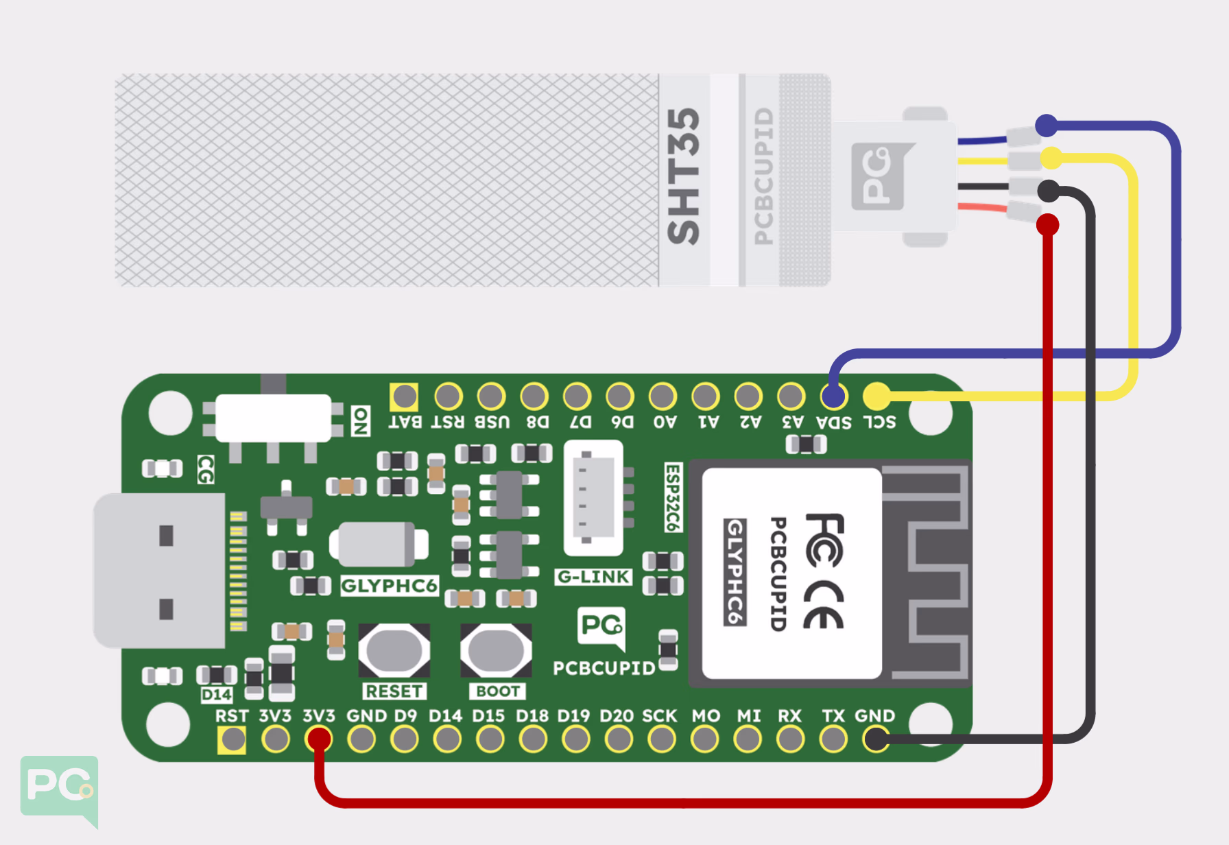 Gsense-SHT35 with Glyph Development board